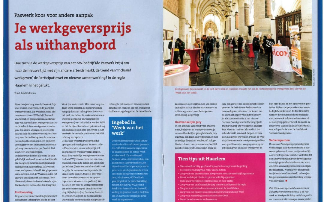 Artikel in SW-Journaal: Je werkgeversprijs als uithangbord