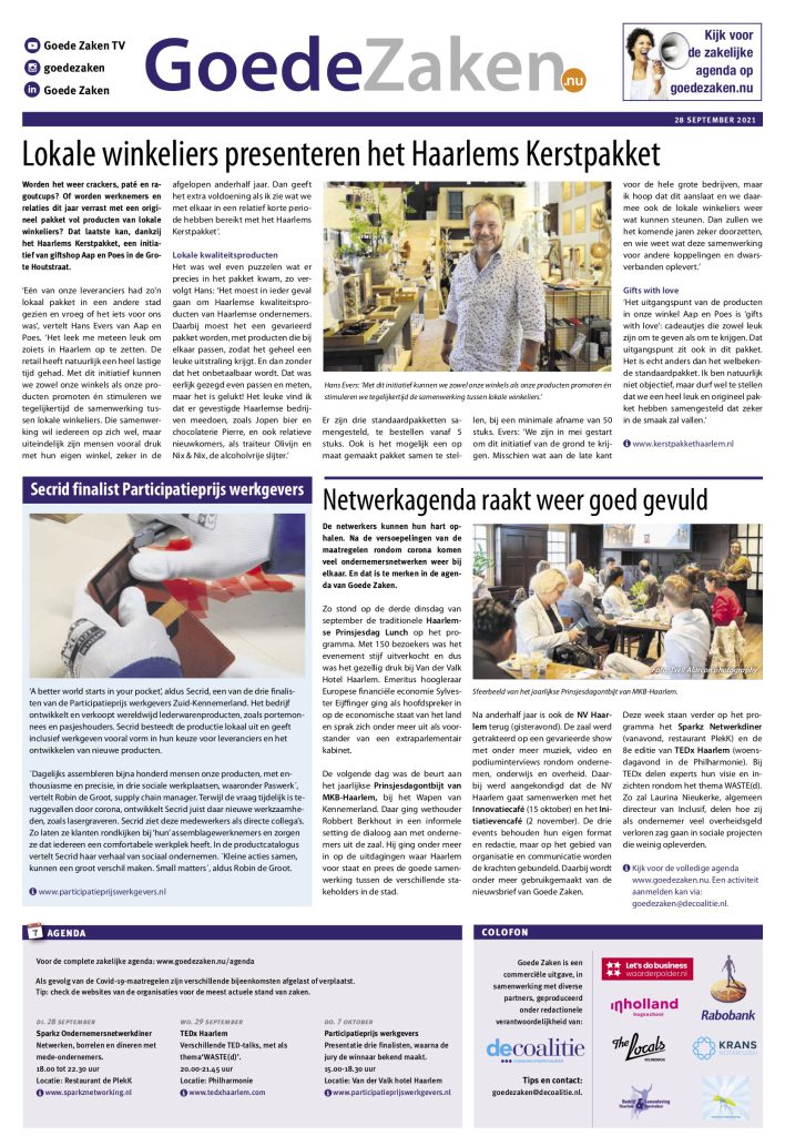 goede-zaken-secrid-participatieprijs-werkgevers-haarlems-dagblad-28-9-2021 copy