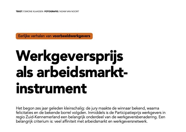 Participatieprijs werkgevers 2023 in SW Journaal